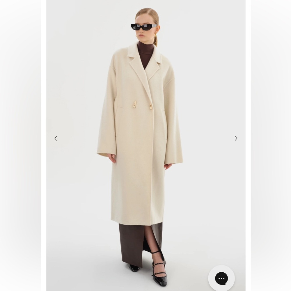 Lamarque Twila Wool Coat NWT Beige Double Breasted Oversized Long Coat Size XS/S